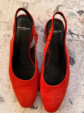 Vagabond Red Suede Slingback Mules